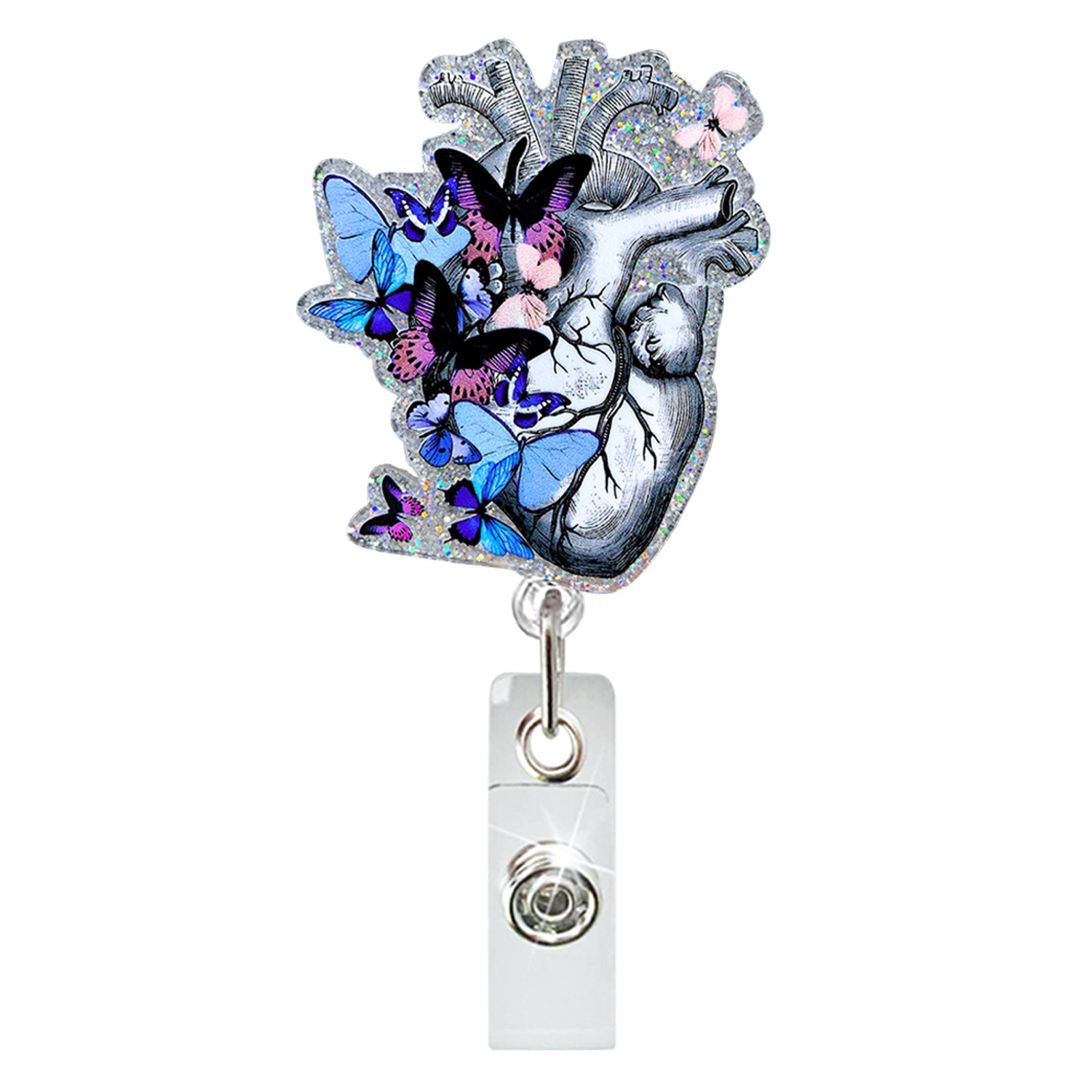 Wholesale Acrylic medical retractable badge scroll easy pull buckle